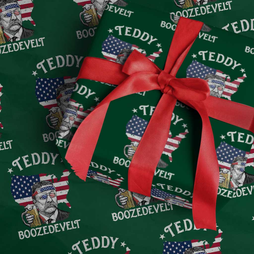 Teddy Boozedevelt Theodore Roosevelt Wrapping Paper Roll 4th Of July American Flag TS14 Green Print Your Wear