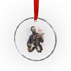Teddy Roosevelt Playing Guitar 4th of July Crystal Glass Ornament