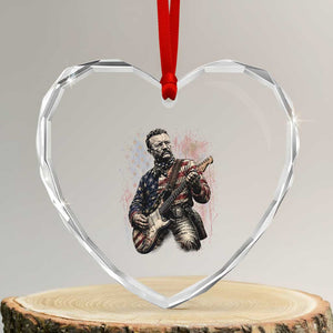 Teddy Roosevelt Playing Guitar 4th of July Heart Crystal Glass Ornament