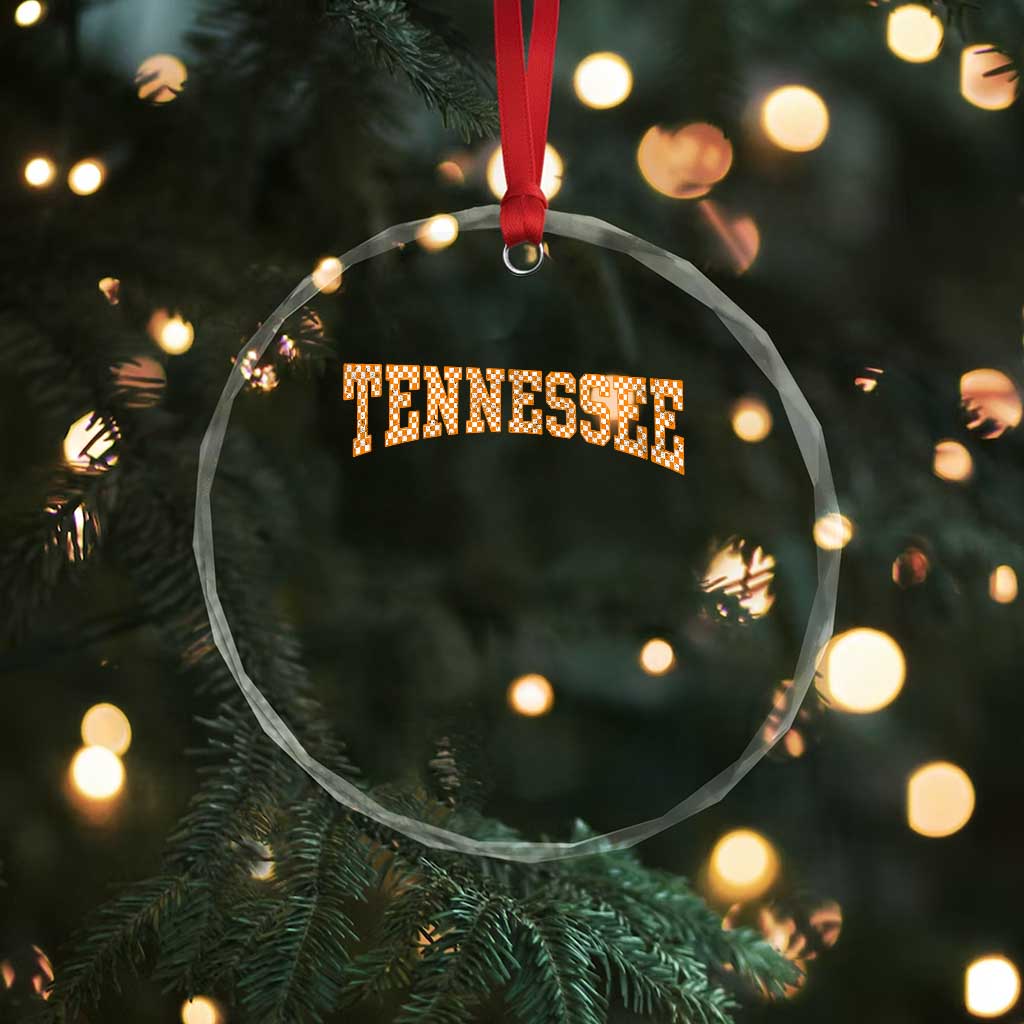 Tennessee Fan Crystal Glass Ornament Orange Retro Checkered Varsity TN State TS11 Print Your Wear