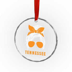 Tennessee Fan Crystal Glass Ornament Volunteers College Football Lover Game Day Messy Bun TS10 Print Your Wear