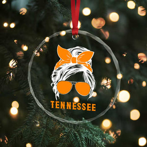 Tennessee Fan Crystal Glass Ornament Volunteers College Football Lover Game Day Messy Bun TS10 Print Your Wear