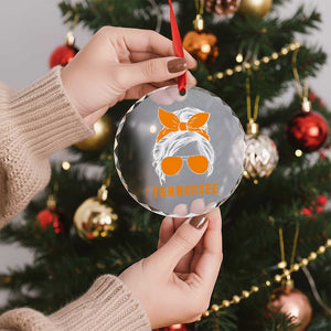 Tennessee Fan Crystal Glass Ornament Volunteers College Football Lover Game Day Messy Bun TS10 Print Your Wear