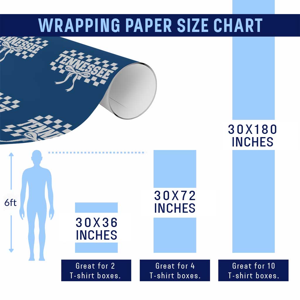 Tennessee Fan Wrapping Paper Roll TN State Sport Coquette Bow Checkered Design Game Day TS11 Print Your Wear