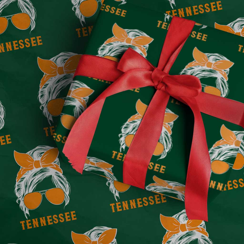 Tennessee Fan Wrapping Paper Roll Volunteers College Football Lover Game Day Messy Bun TS10 Green Print Your Wear