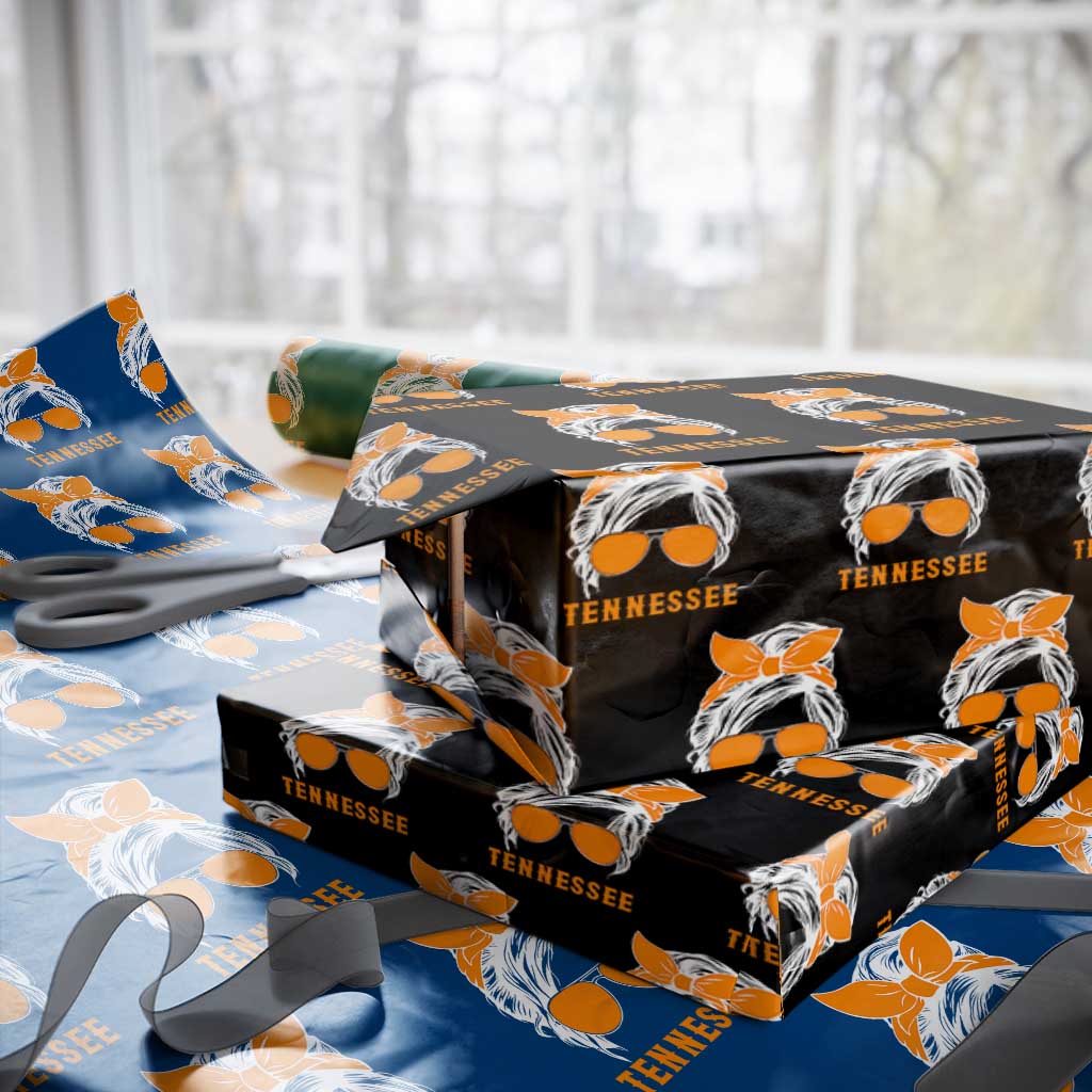 Tennessee Fan Wrapping Paper Roll Volunteers College Football Lover Game Day Messy Bun TS10 Black Print Your Wear