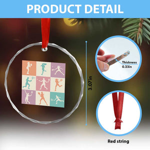 Tennis Lover Colorful Pastel Grid Sports Fan Gift Crystal Glass Ornament TS12 Print Your Wear