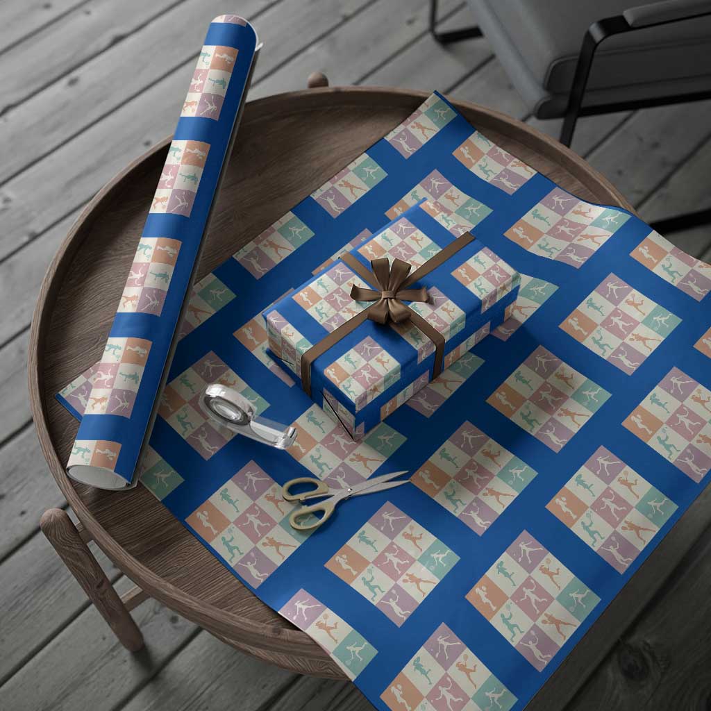 Tennis Lover Colorful Pastel Grid Sports Fan Gift Wrapping Paper Roll TS12 Blue Print Your Wear