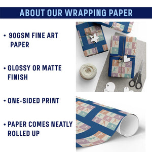 Tennis Lover Colorful Pastel Grid Sports Fan Gift Wrapping Paper Roll TS12 Print Your Wear