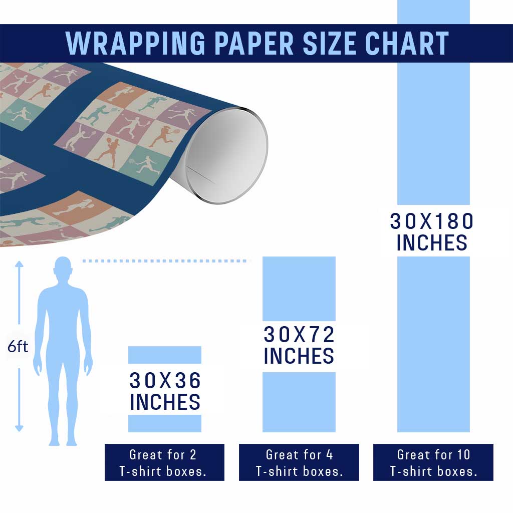 Tennis Lover Colorful Pastel Grid Sports Fan Gift Wrapping Paper Roll TS12 Print Your Wear
