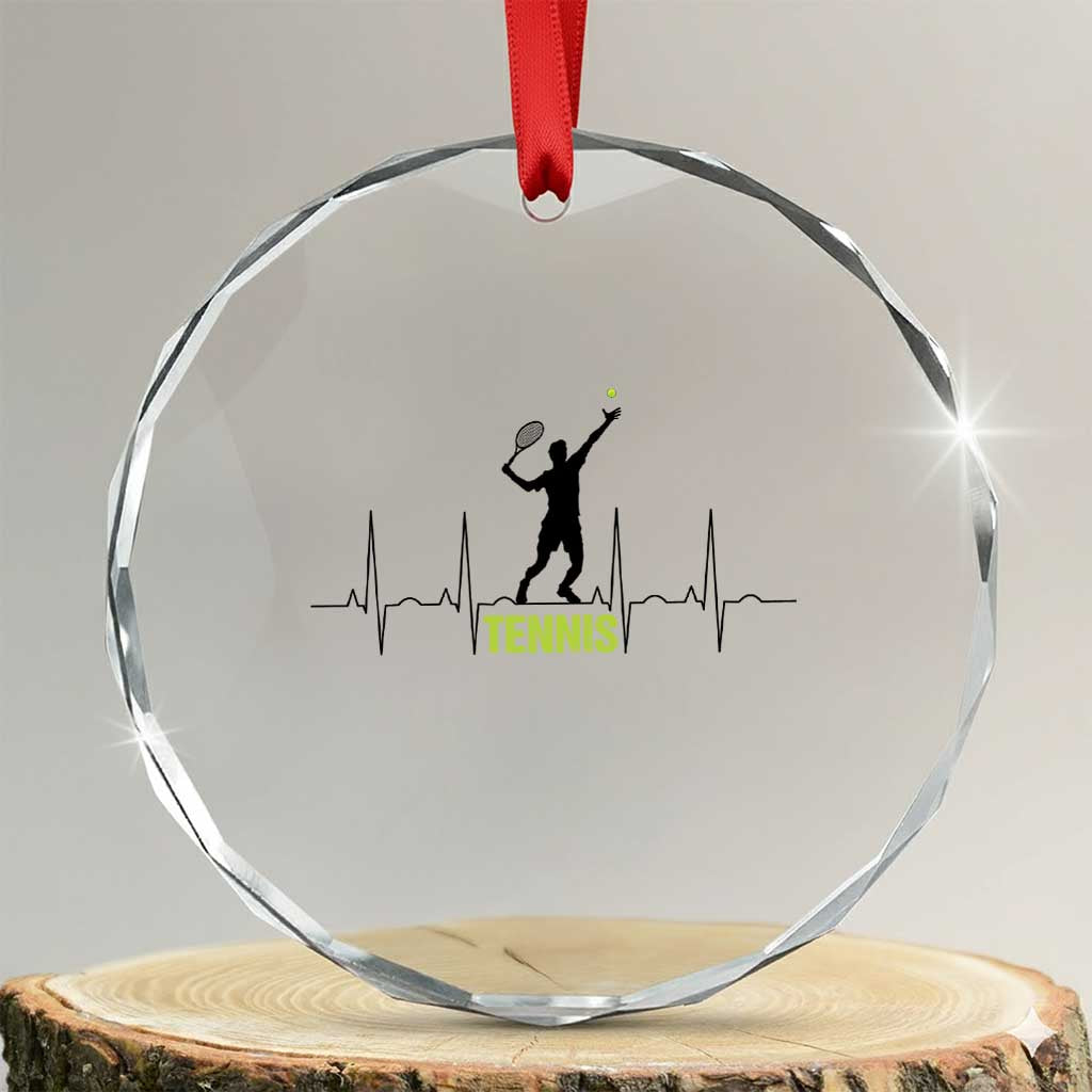 Tennis Lover Heartbeat Crystal Glass Ornament Sports Player Gift TS12 Transparent Glass 3'' Circle Print Your Wear