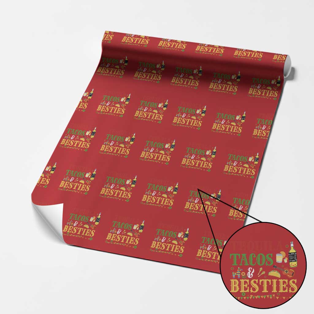 Tequila Tacos And Besties Wrapping Paper Roll Funny Mexican Fiesta Cinco De Mayo TS11 Red Print Your Wear