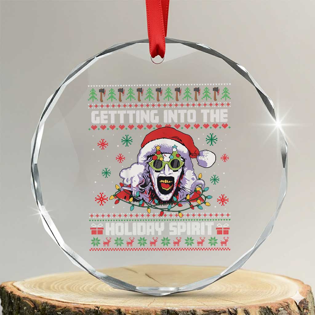 Terrifier Santa Christmas Crystal Glass Ornament Getting Into The Holiday Spirit Horror Movie TS14 Transparent Glass 3'' Circle Print Your Wear