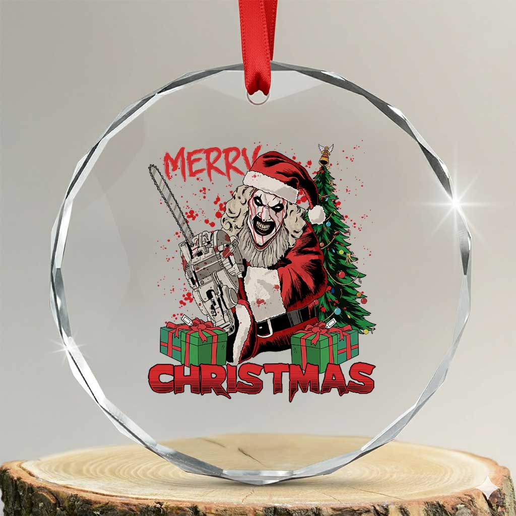 Terrifier Santa Christmas Horror Movie Crystal Glass Ornament TS14 Transparent Glass 3'' Circle Print Your Wear