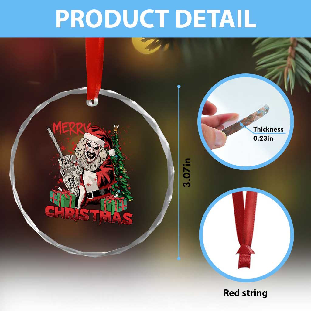 Terrifier Santa Christmas Horror Movie Crystal Glass Ornament TS14 Print Your Wear