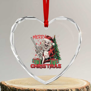 Terrifier Santa Christmas Horror Movie Heart Crystal Glass Ornament TS14 Transparent Glass 3'' Heart Print Your Wear
