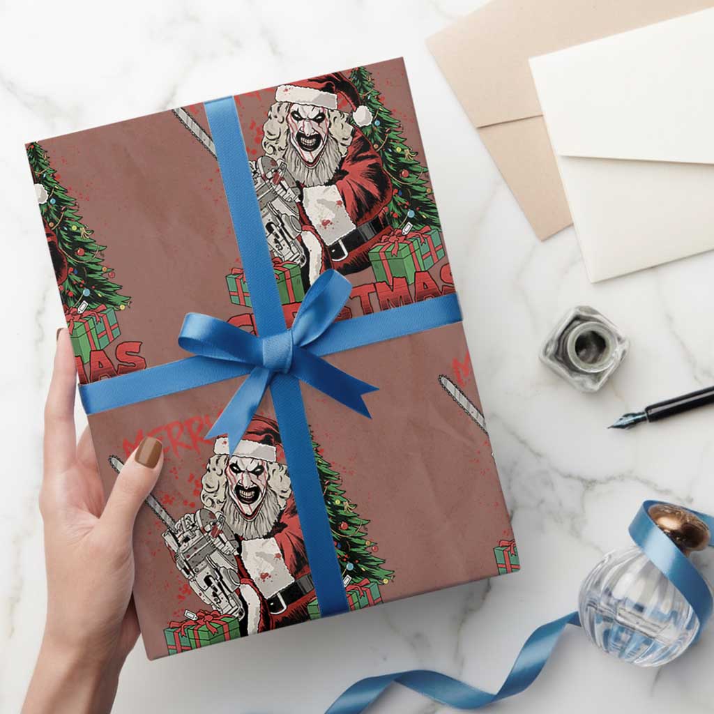 Terrifier Santa Christmas Horror Movie Wrapping Paper Roll TS14 Mocha Print Your Wear