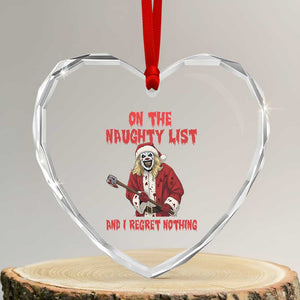 Terrifier Santa Christmas Movie Heart Crystal Glass Ornament On The Naughty List And I Regret Nothing TS14 Transparent Glass 3'' Heart Print Your Wear