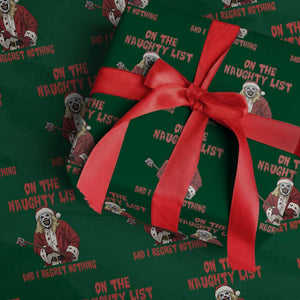 Terrifier Santa Christmas Movie Wrapping Paper Roll On The Naughty List And I Regret Nothing TS14 Green Print Your Wear
