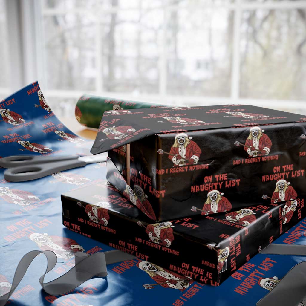 Terrifier Santa Christmas Movie Wrapping Paper Roll On The Naughty List And I Regret Nothing TS14 Black Print Your Wear
