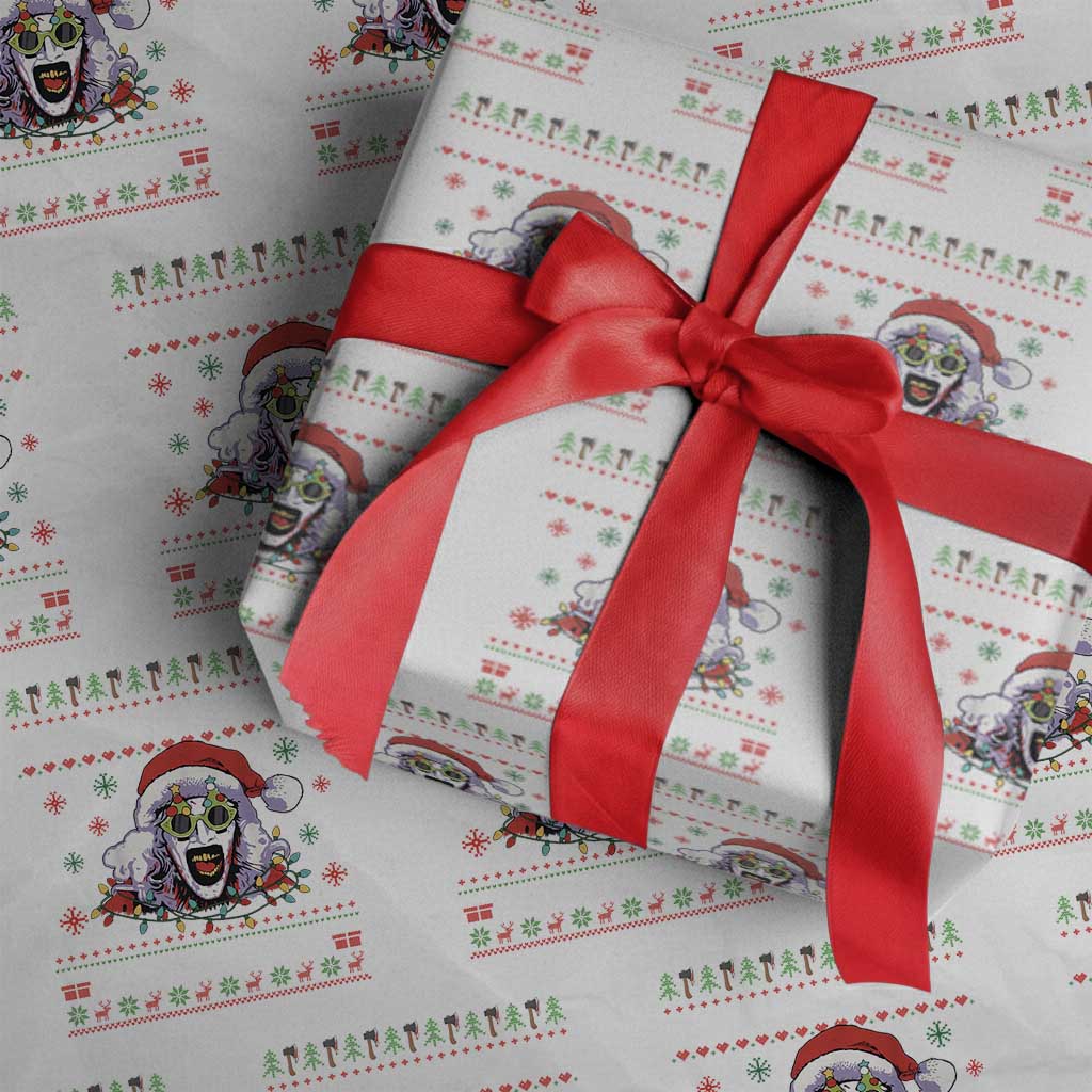 Terrifier Santa Christmas Wrapping Paper Roll Getting Into The Holiday Spirit Horror Movie TS14 White Print Your Wear