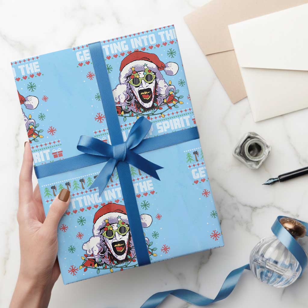 Terrifier Santa Christmas Wrapping Paper Roll Getting Into The Holiday Spirit Horror Movie TS14 Light Blue Print Your Wear