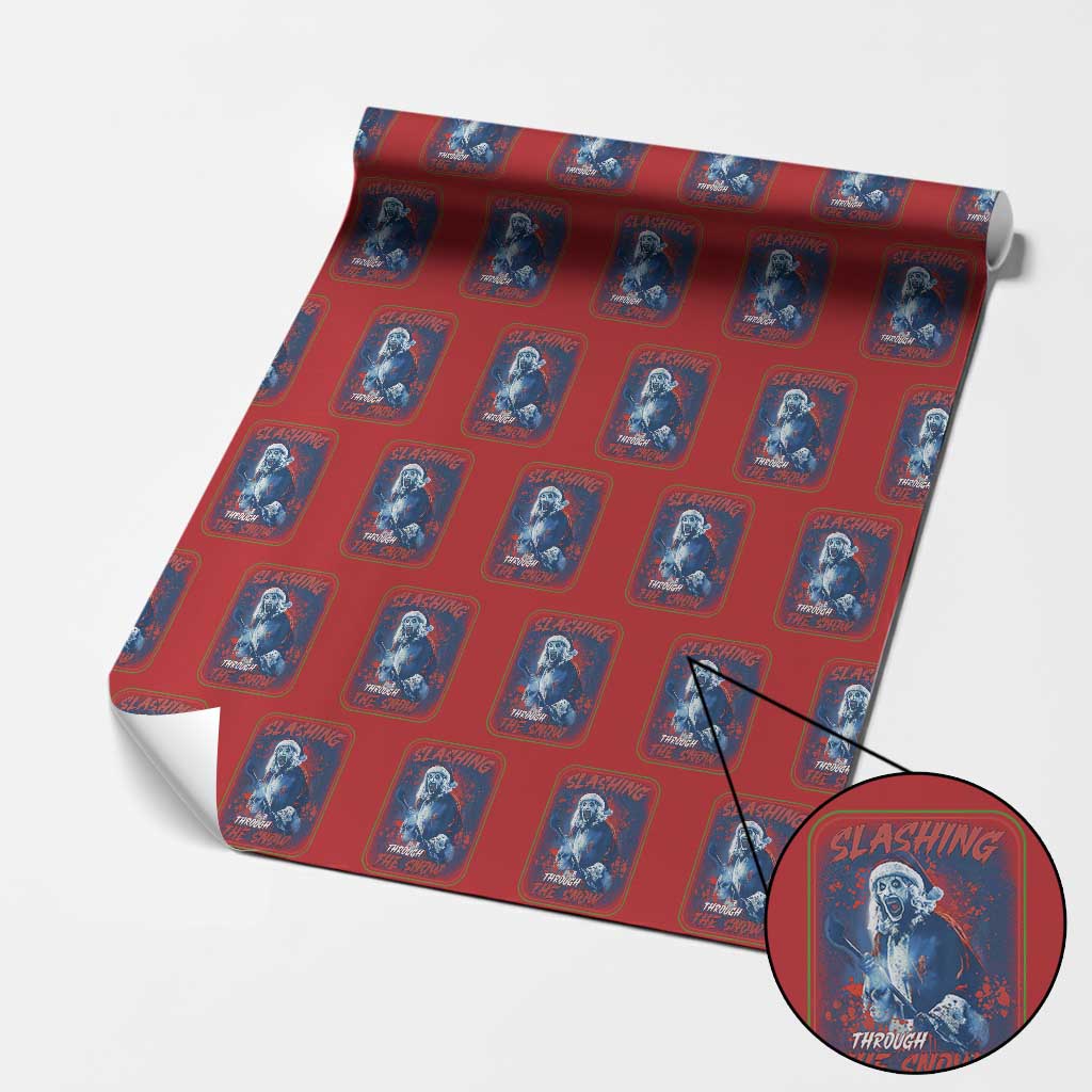 Terrifier Santa Christmas Wrapping Paper Roll Slashing Through The Snow TS14 Red Print Your Wear