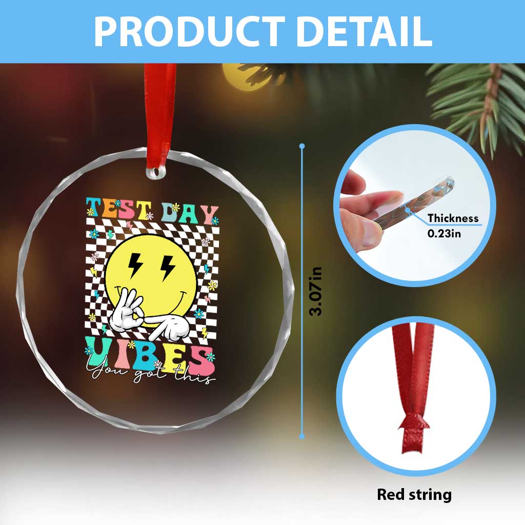 Test Day 67 Meme Crystal Glass Ornament You Got This Testing Teacher Retro Grooves TS11 Print Your Wear