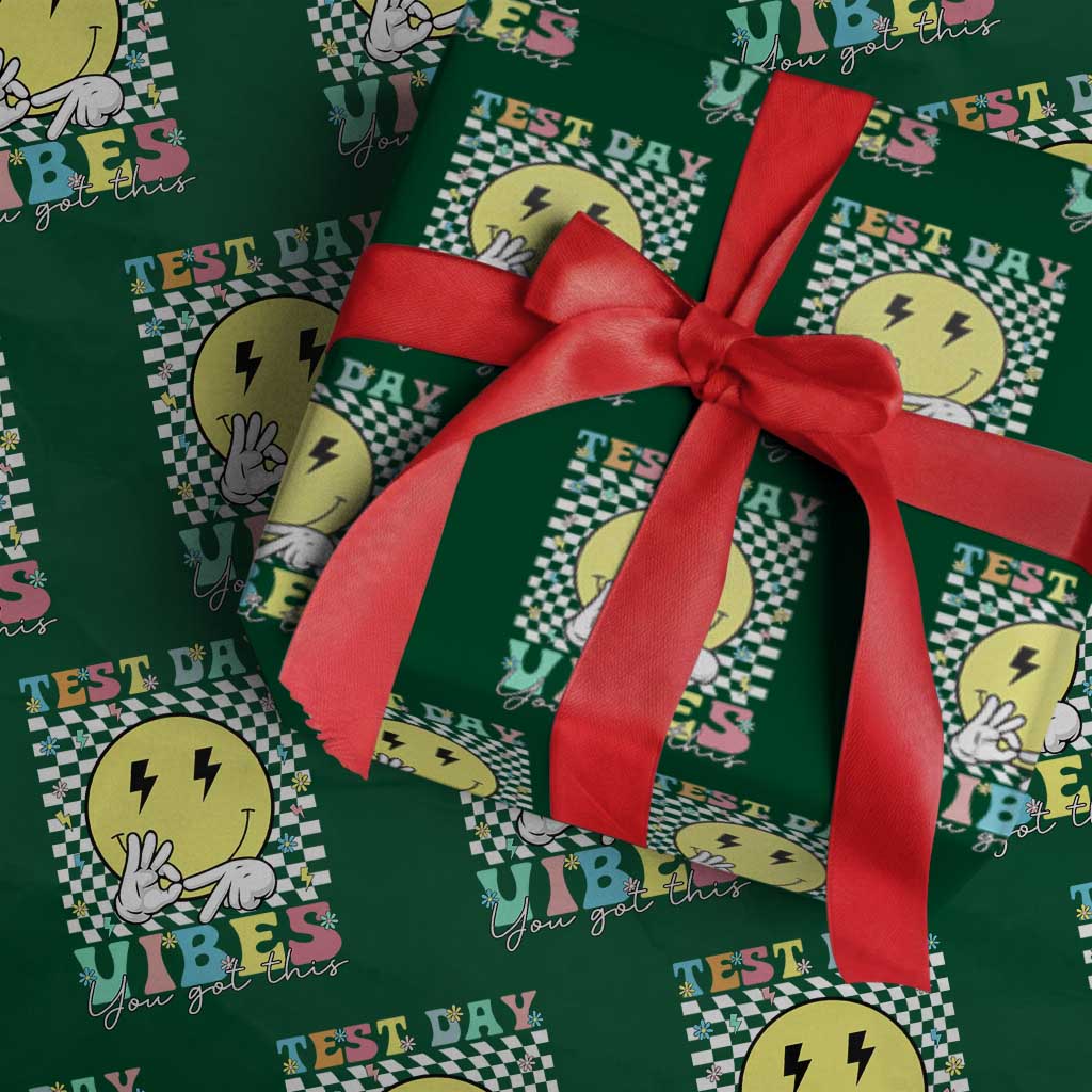 Test Day 67 Meme Wrapping Paper Roll You Got This Testing Teacher Retro Grooves TS11 Green Print Your Wear