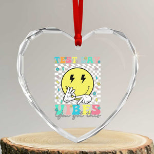 Test Day 67 Meme Heart Crystal Glass Ornament You Got This Testing Teacher Retro Grooves TS11 Transparent Glass 3'' Heart Print Your Wear