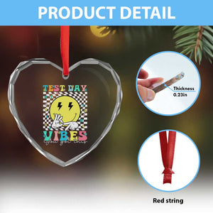 Test Day 67 Meme Heart Crystal Glass Ornament You Got This Testing Teacher Retro Grooves TS11 Print Your Wear