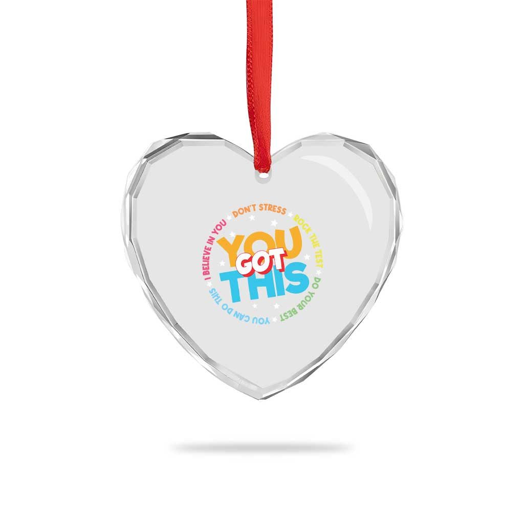 Test Day Teacher Heart Crystal Glass Ornament Rock The Test Dont Stress Just Do Your Best TS10 Print Your Wear