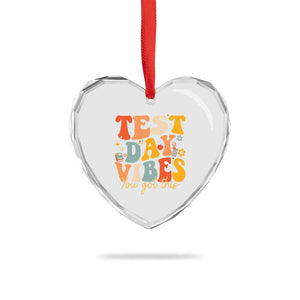 Test Day Vibes Heart Crystal Glass Ornament Teacher Groovy Testing Day Exam TS10 Print Your Wear