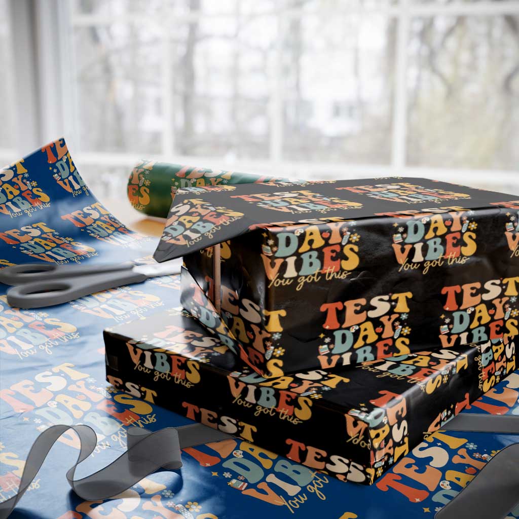 Test Day Vibes Wrapping Paper Roll Teacher Groovy Testing Day Exam TS10 Black Print Your Wear