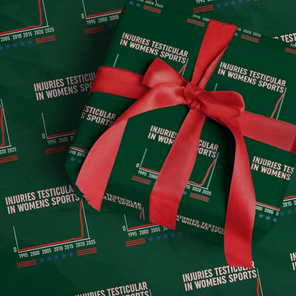 Testicular Injuries in Womens Sports Satirical Graphic Wrapping Paper Roll Dark Humor with Controversial Commentary TS02 Green Print Your Wear