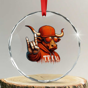 TFL Football Lover Crystal Glass Ornament Orange Cow Rock Hand Sign TS11 Transparent Glass 3'' Circle Print Your Wear