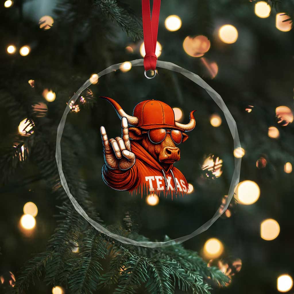 TFL Football Lover Crystal Glass Ornament Orange Cow Rock Hand Sign TS11 Print Your Wear