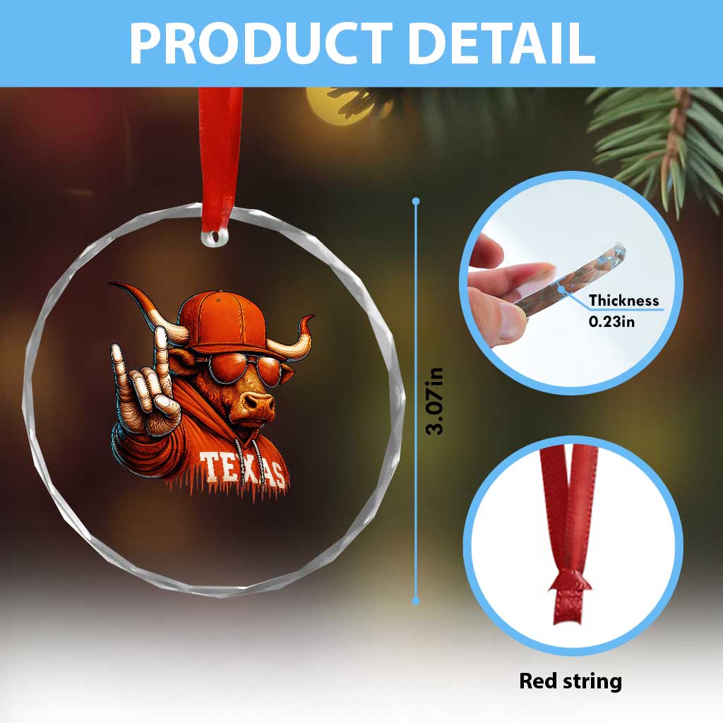 TFL Football Lover Crystal Glass Ornament Orange Cow Rock Hand Sign TS11 Print Your Wear