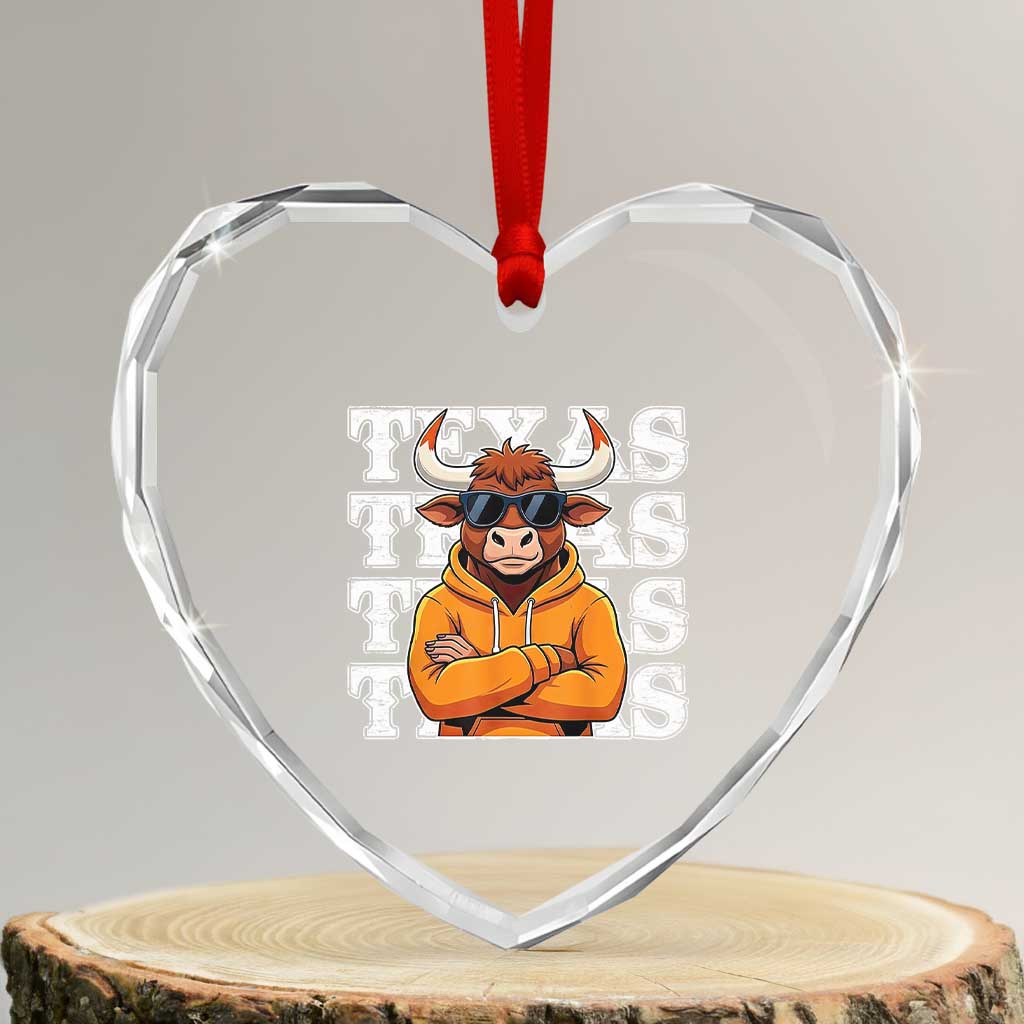 TFL Football Lover Heart Crystal Glass Ornament Vintage Orange Cow Sunglasses Game Day TS11 Transparent Glass 3'' Heart Print Your Wear