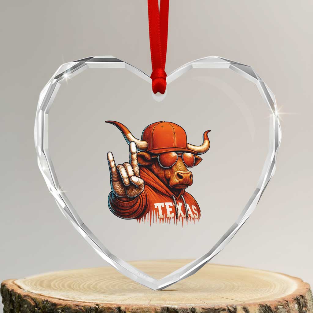 TFL Football Lover Heart Crystal Glass Ornament Orange Cow Rock Hand Sign TS11 Transparent Glass 3'' Heart Print Your Wear