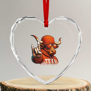 TFL Football Lover Heart Crystal Glass Ornament Orange Cow Rock Hand Sign TS11 Transparent Glass 3'' Heart Print Your Wear