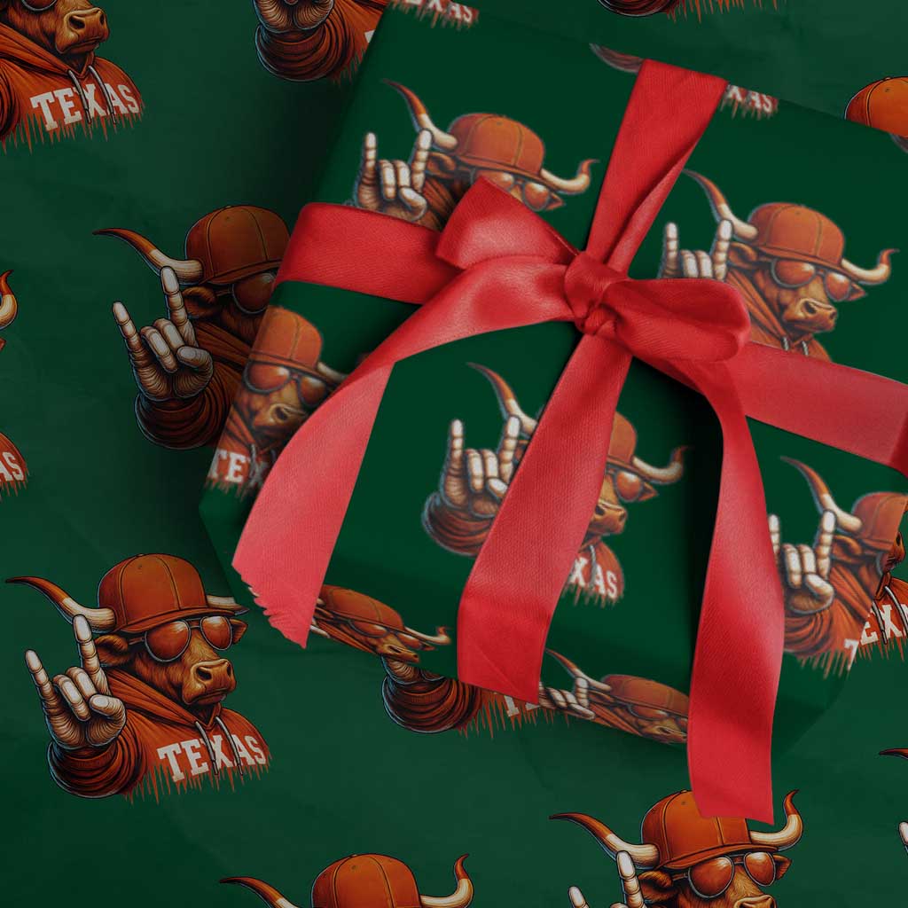 TFL Football Lover Wrapping Paper Roll Orange Cow Rock Hand Sign TS11 Green Print Your Wear