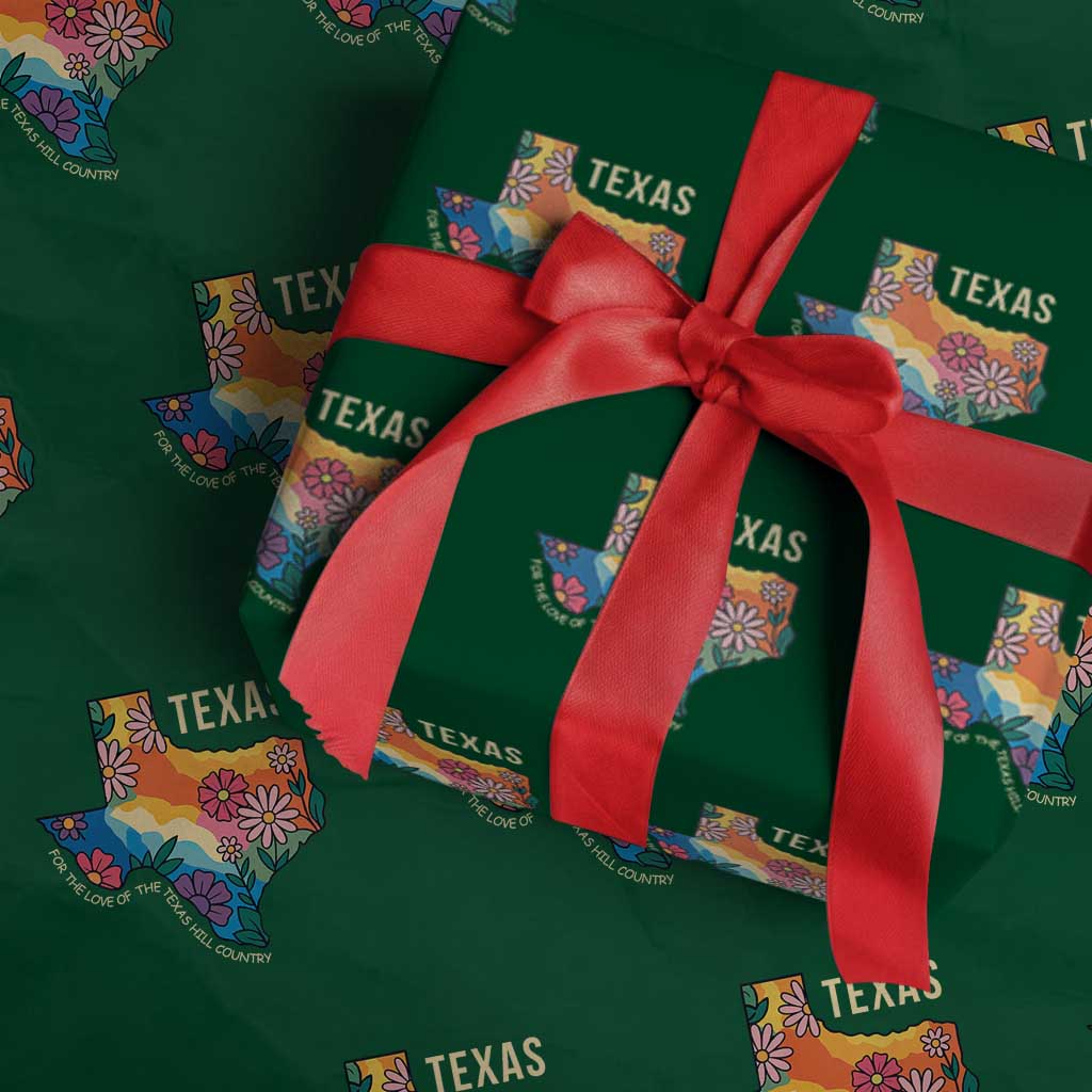 Texas Floral Boho Wrapping Paper Roll For the Love of the Texas Hill Country Southern Pride TS02 Green Print Your Wear