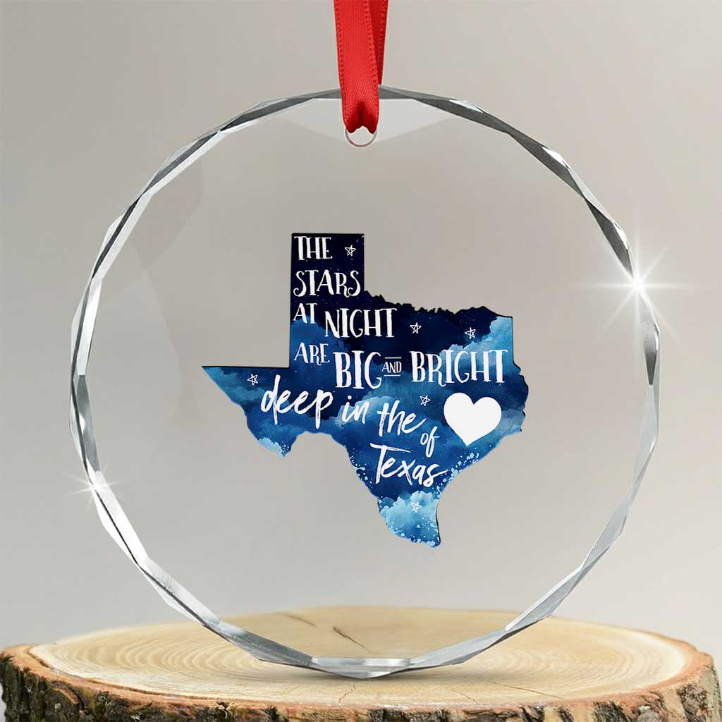 Texas Pride Crystal Glass Ornament The Stars at Night Are Big and Bright TS02 Transparent Glass 3'' Circle Print Your Wear