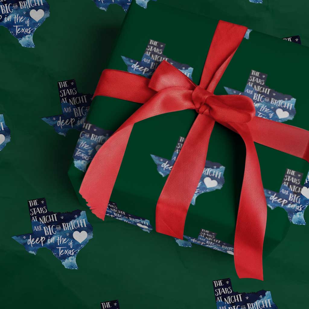 Texas Pride Wrapping Paper Roll The Stars at Night Are Big and Bright TS02 Green Print Your Wear