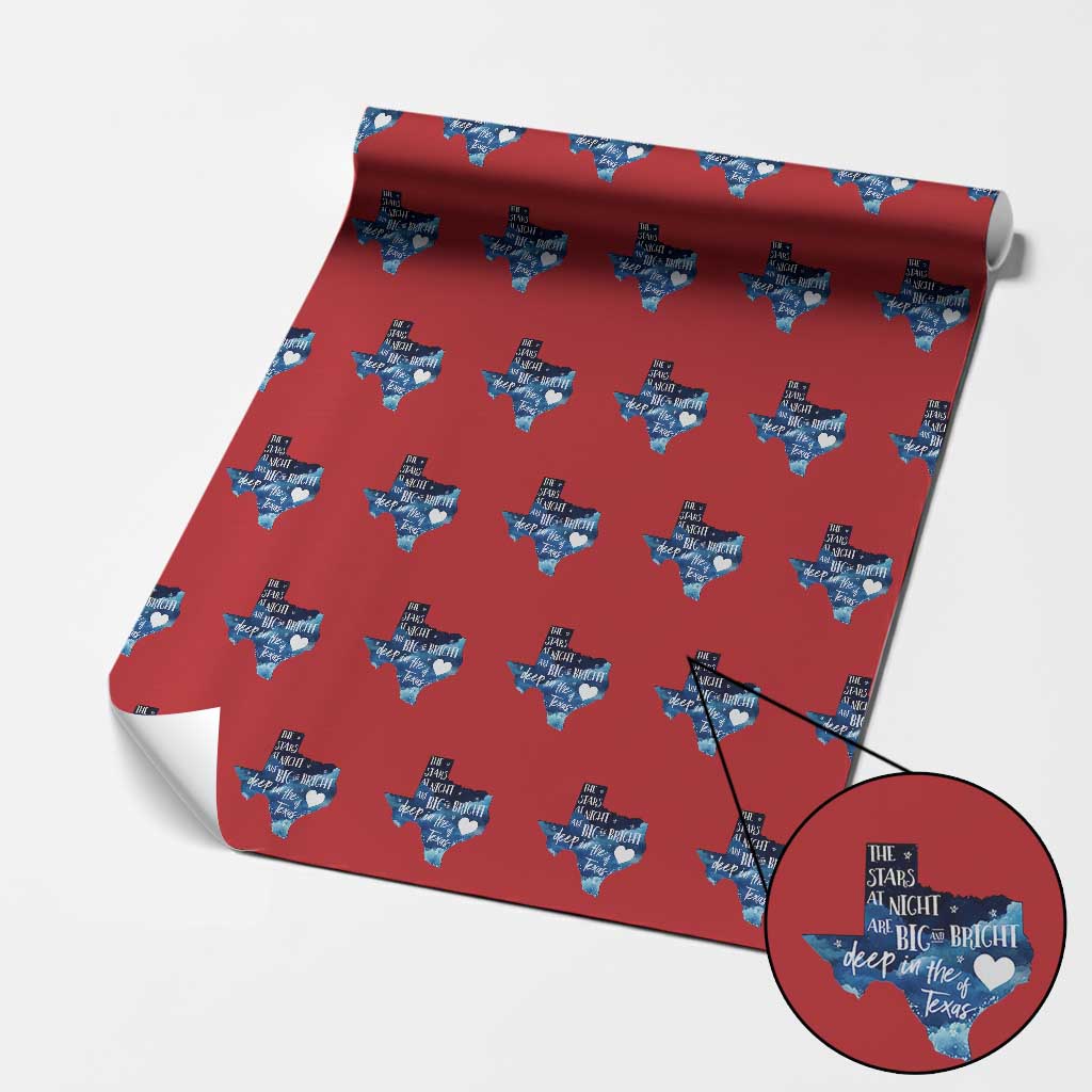 Texas Pride Wrapping Paper Roll The Stars at Night Are Big and Bright TS02 Red Print Your Wear