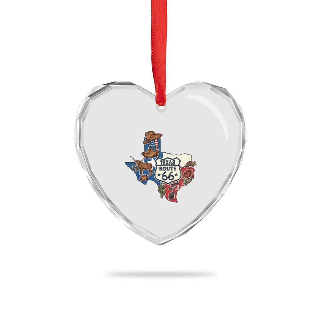 Texas Route Highway 66 Adventure Heart Crystal Glass Ornament Desert Road Trip Graphic TS12 Print Your Wear