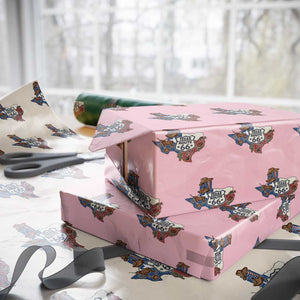 Texas Route Highway 66 Adventure Wrapping Paper Roll Desert Road Trip Graphic TS12 Light Pink Print Your Wear