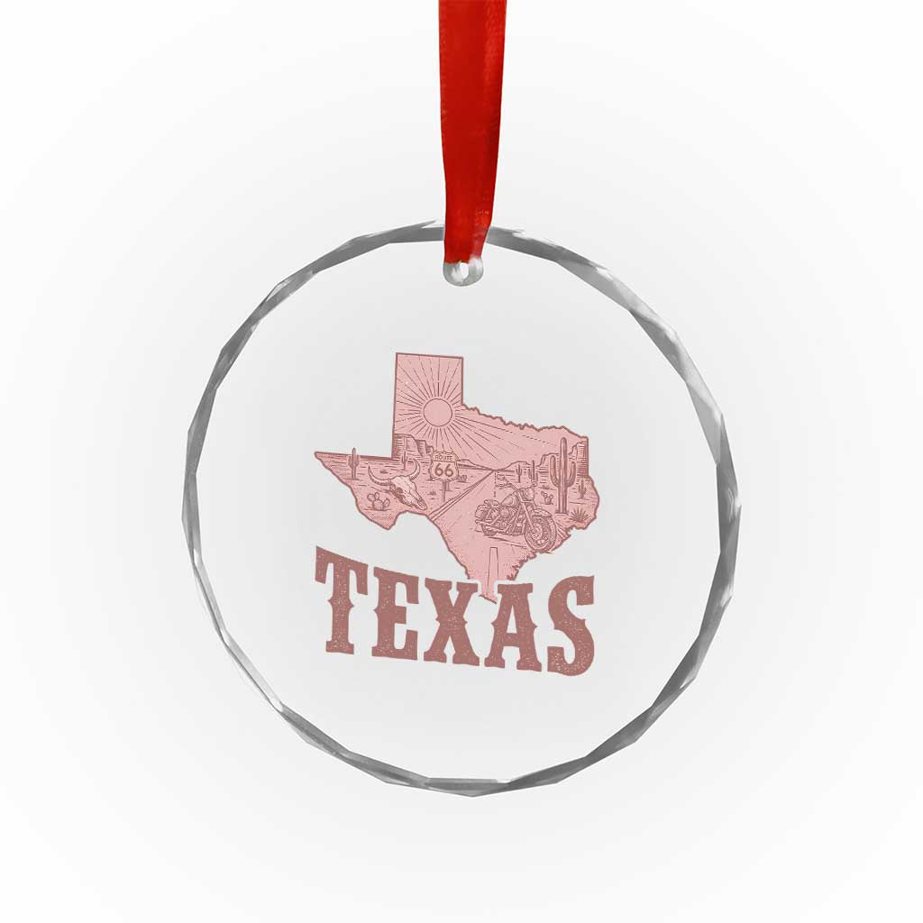 Texas Route Highway 66 Biker Crystal Glass Ornament Vintage Biker Road Trip TS12 Print Your Wear