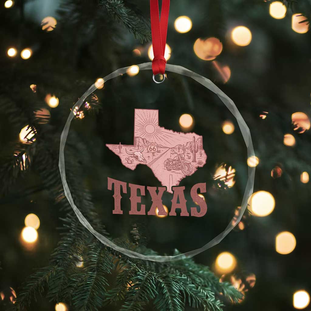 Texas Route Highway 66 Biker Crystal Glass Ornament Vintage Biker Road Trip TS12 Print Your Wear
